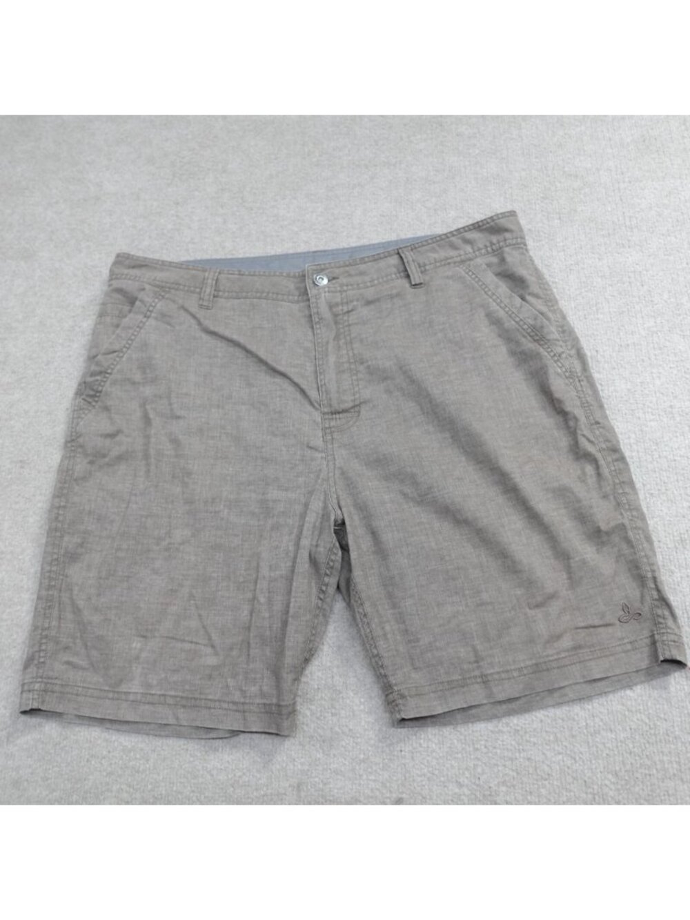 Prana Shorts 38 Gray Brown Hemp Blend 8" Furrow